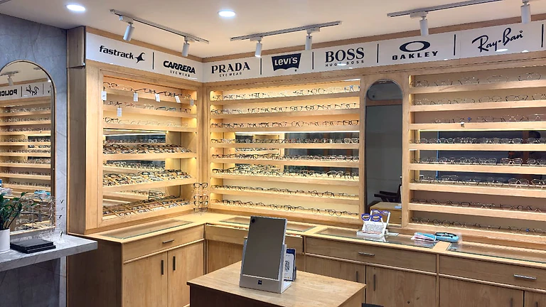 Spectacle frames displayed in the optical shop