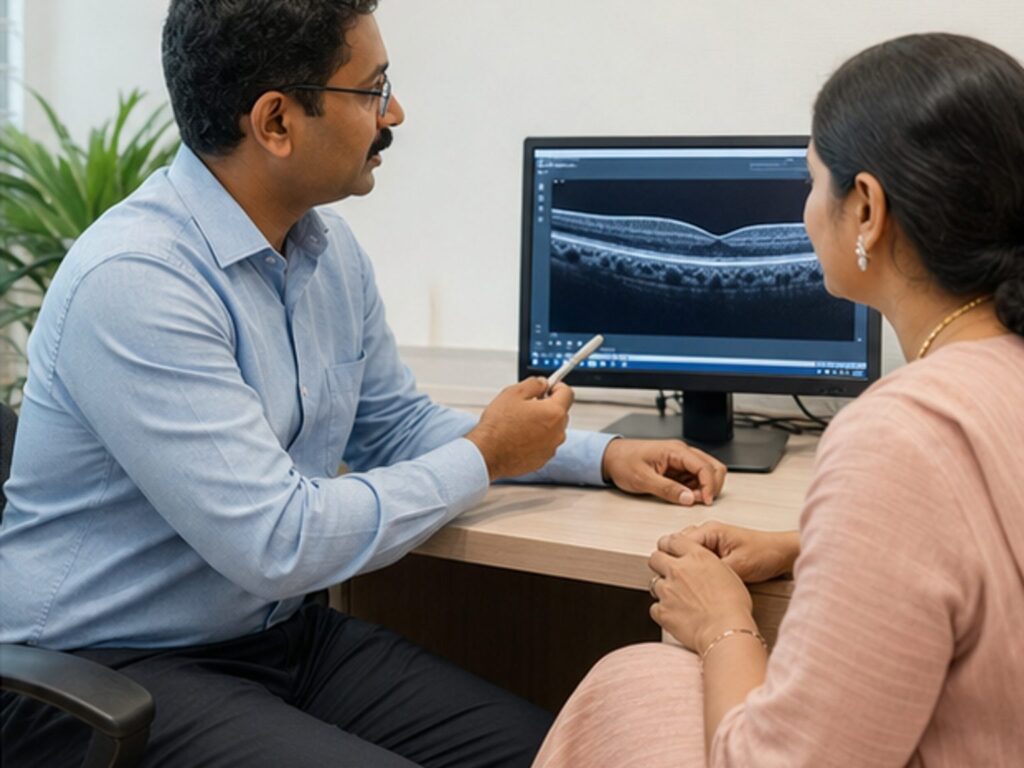 A calm consultation at Amrutha Eye Hospital