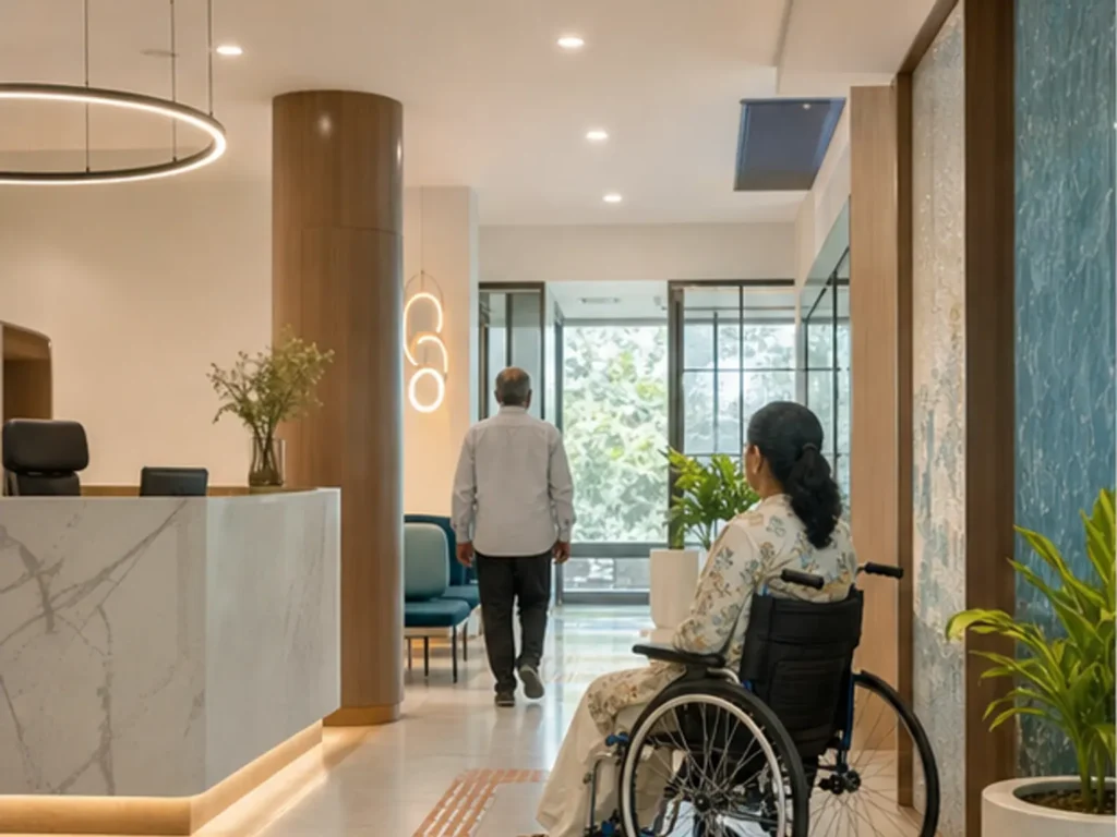 Reception and low-glare accessible wayfinding