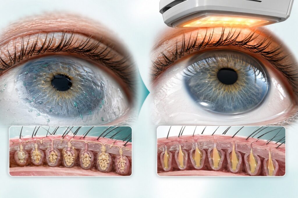 Illustration of dry-eye symptoms and tear-film care
